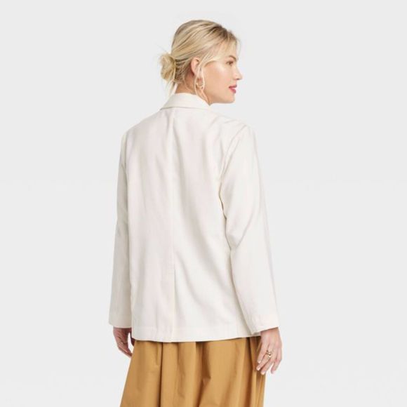 A New Day Women's Essential Blazer Cream White Medium - Picture 2 of 13